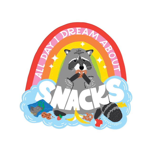 Snacks Raccoon Vinyl Sticker