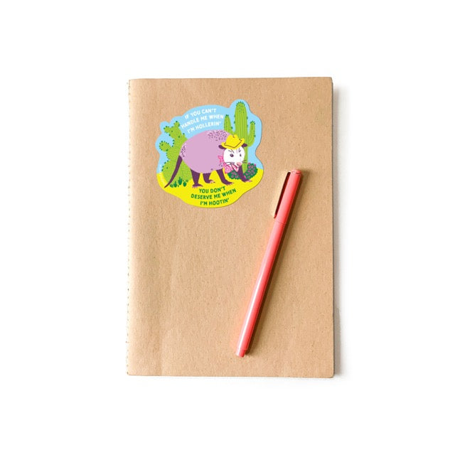 Hootin' Hollerin' Possum Vinyl Sticker