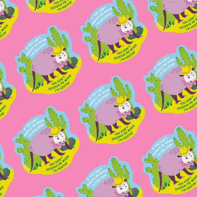 Hootin' Hollerin' Possum Vinyl Sticker