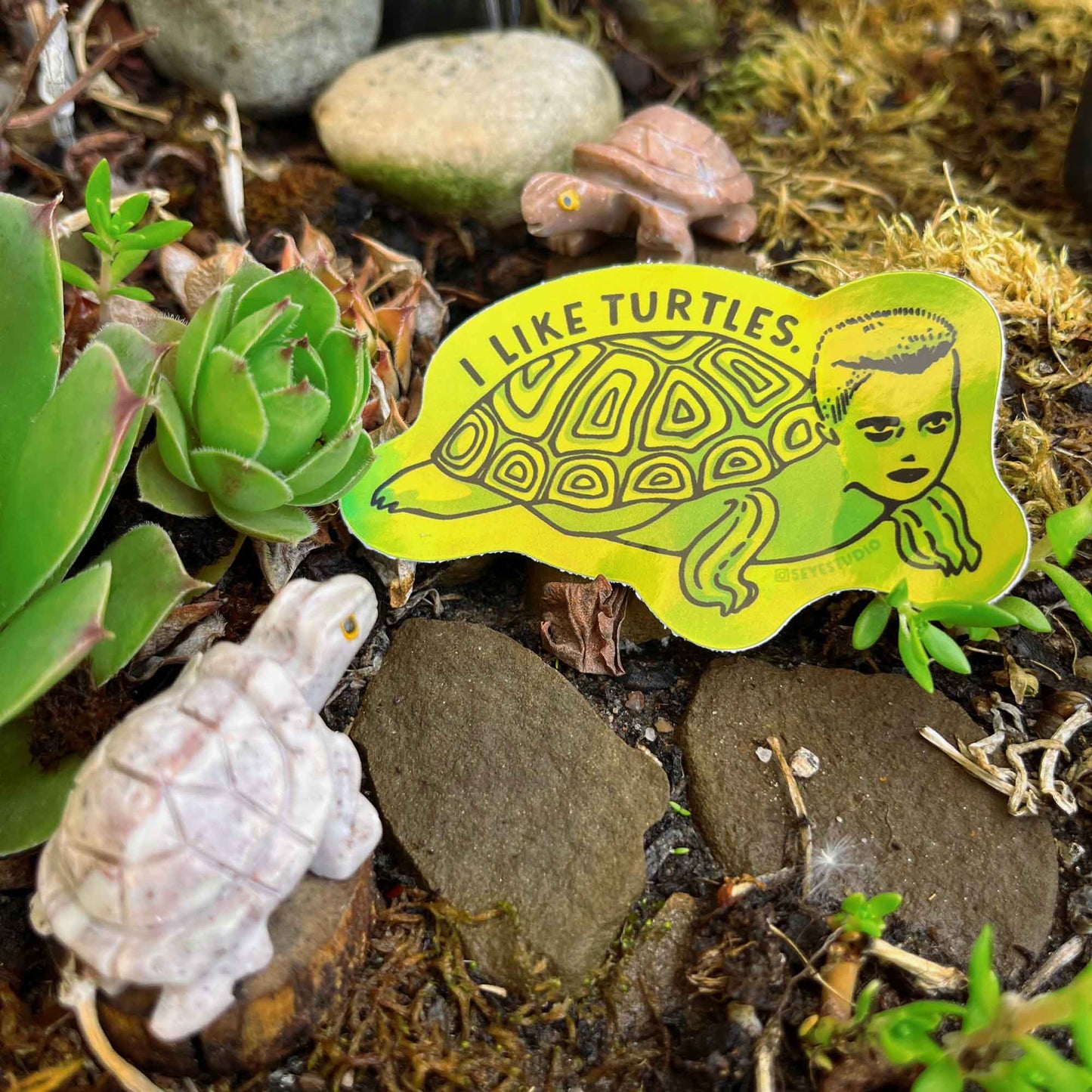 I Like Turtles Holographic Vinyl Sticker