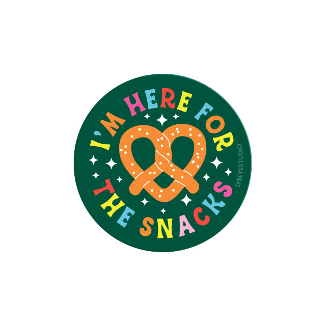 I'm Here for the Snacks Pretzel Vinyl Sticker