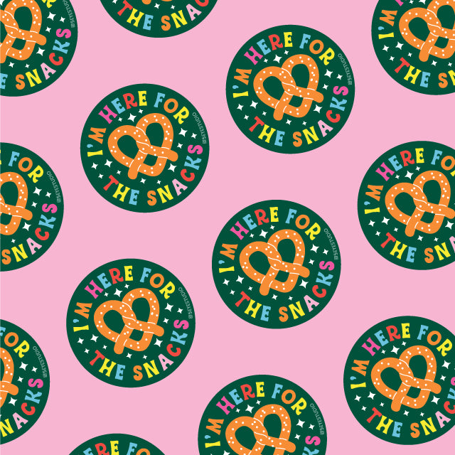 I'm Here for the Snacks Pretzel Vinyl Sticker