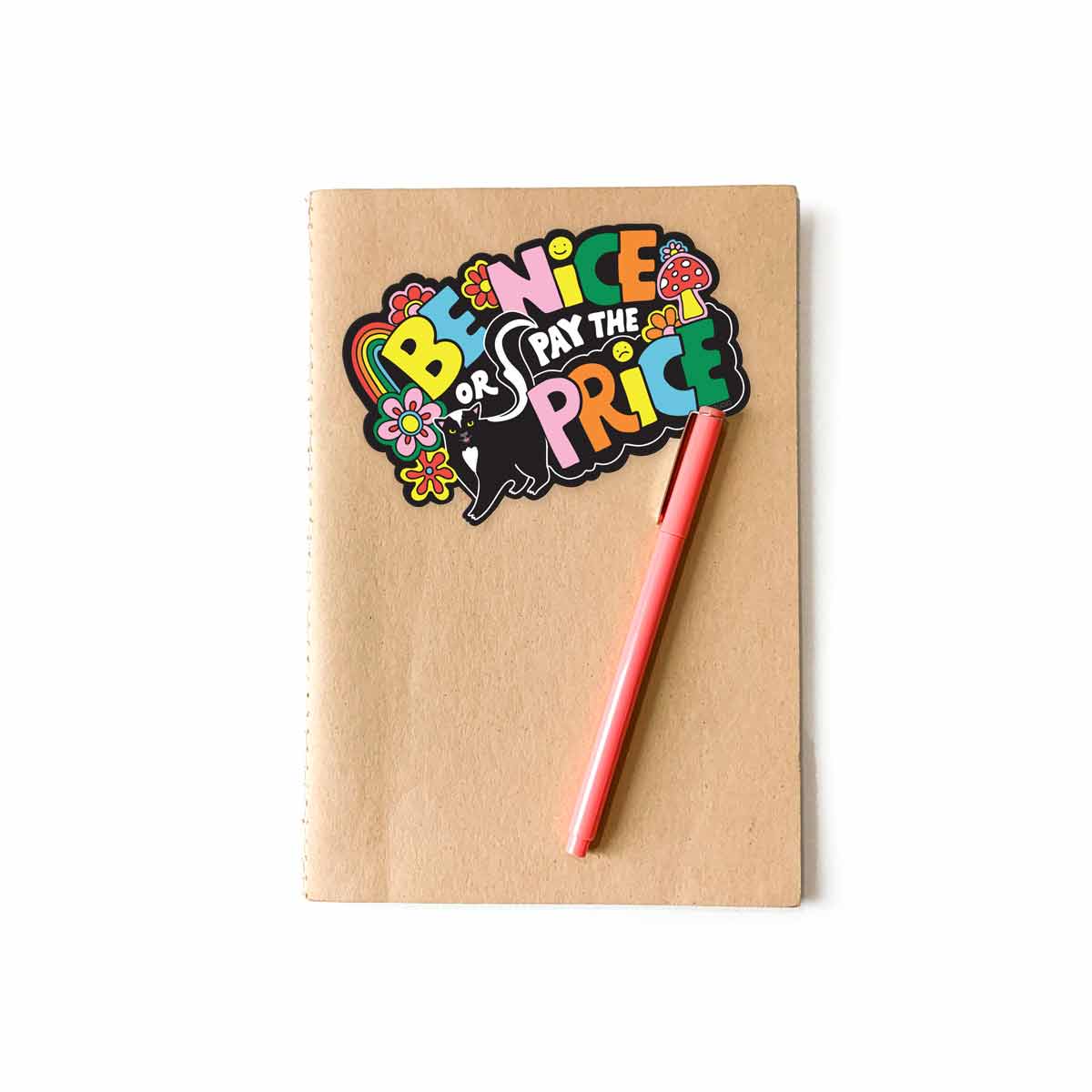 Be Nice Retro Skunk Vinyl Sticker