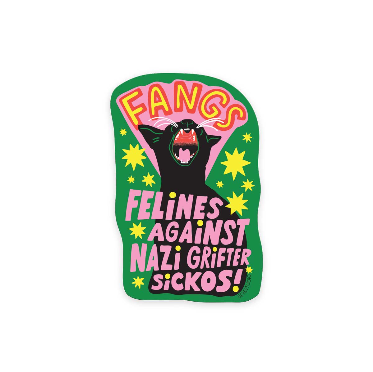 FANGS Cat Vinyl Sticker