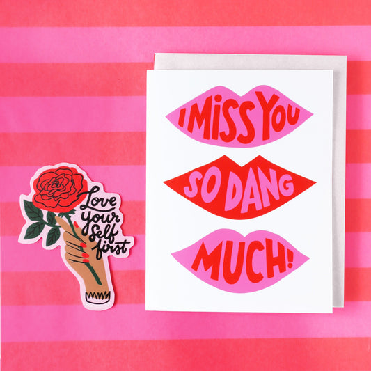 I Miss You Lips Greeting Card