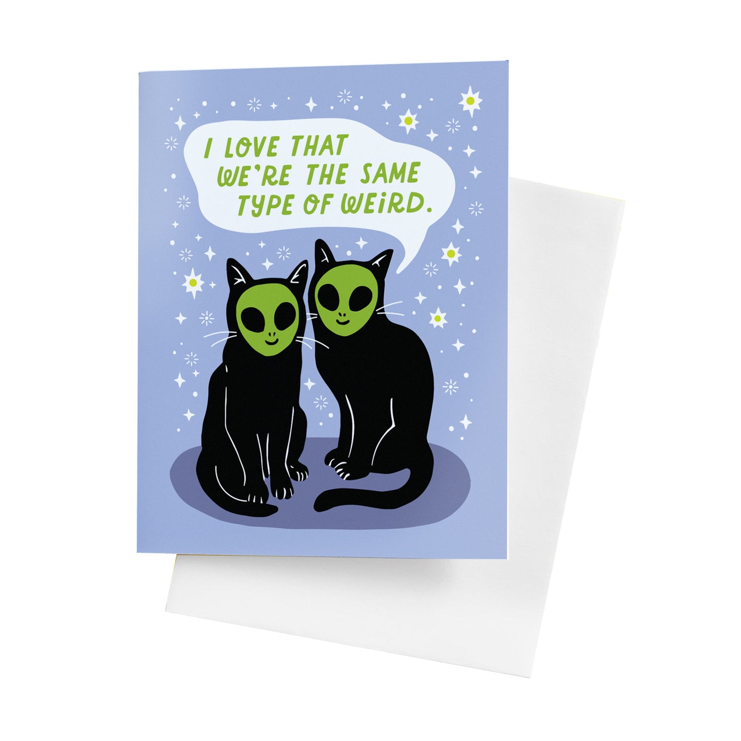 Alien Cat Friends Greeting Card
