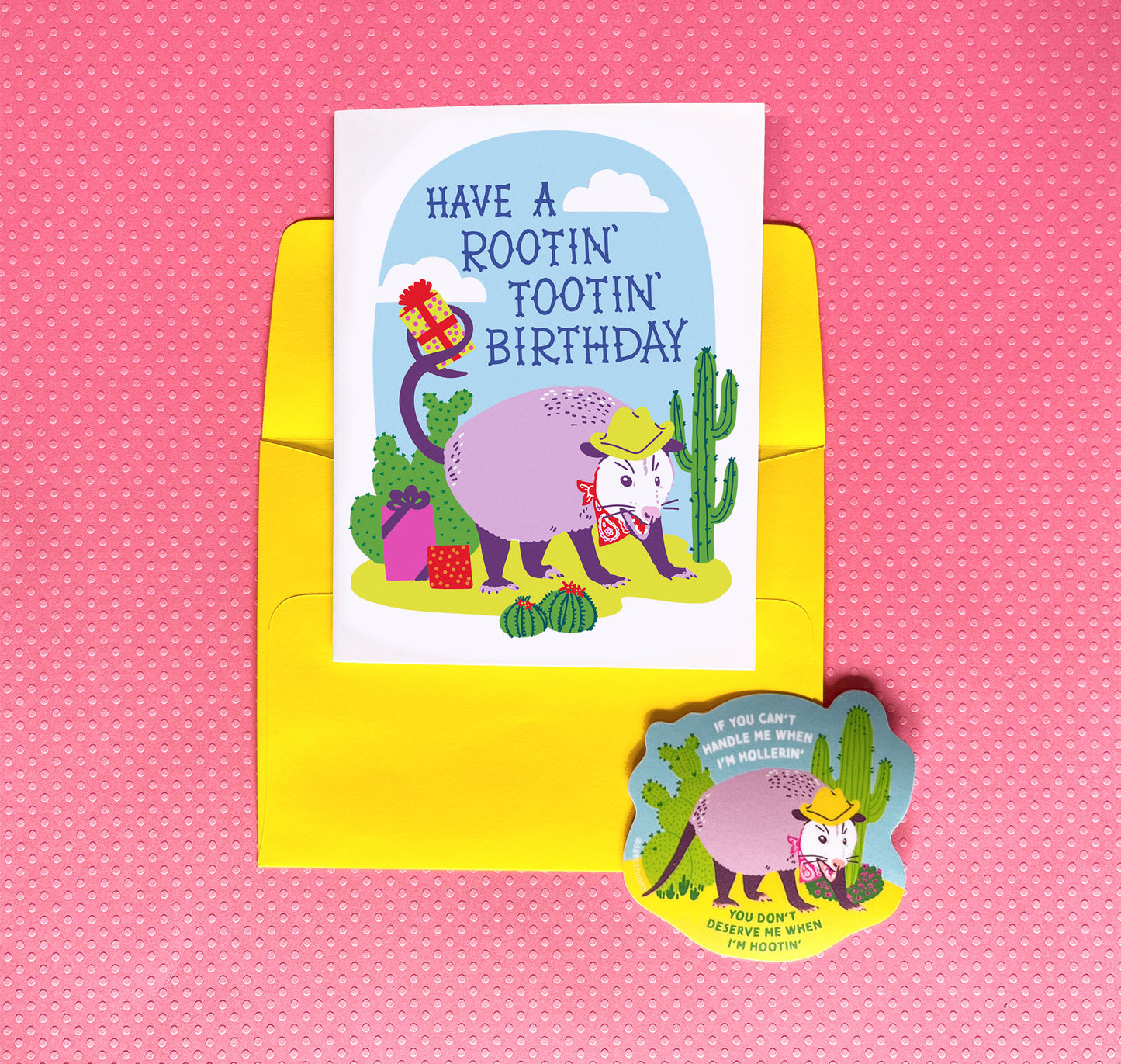 Hootin' Hollerin' Possum Vinyl Sticker