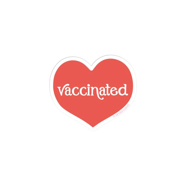 Vaccinated Red Heart Vinyl Sticker