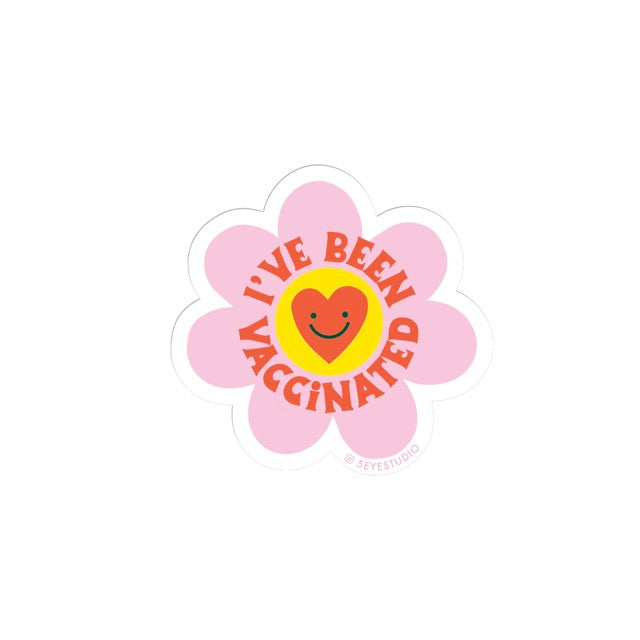 Vaccinated Flower Power Vinyl Sticker