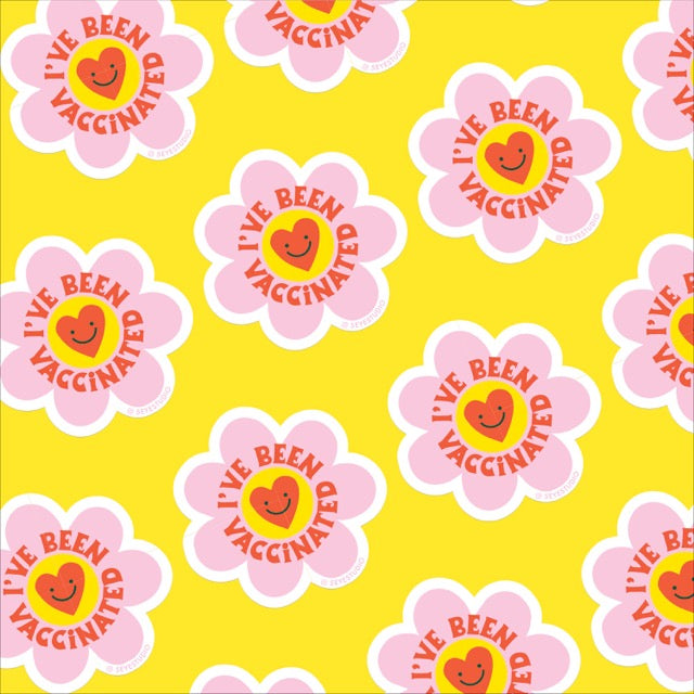 Vaccinated Flower Power Vinyl Sticker