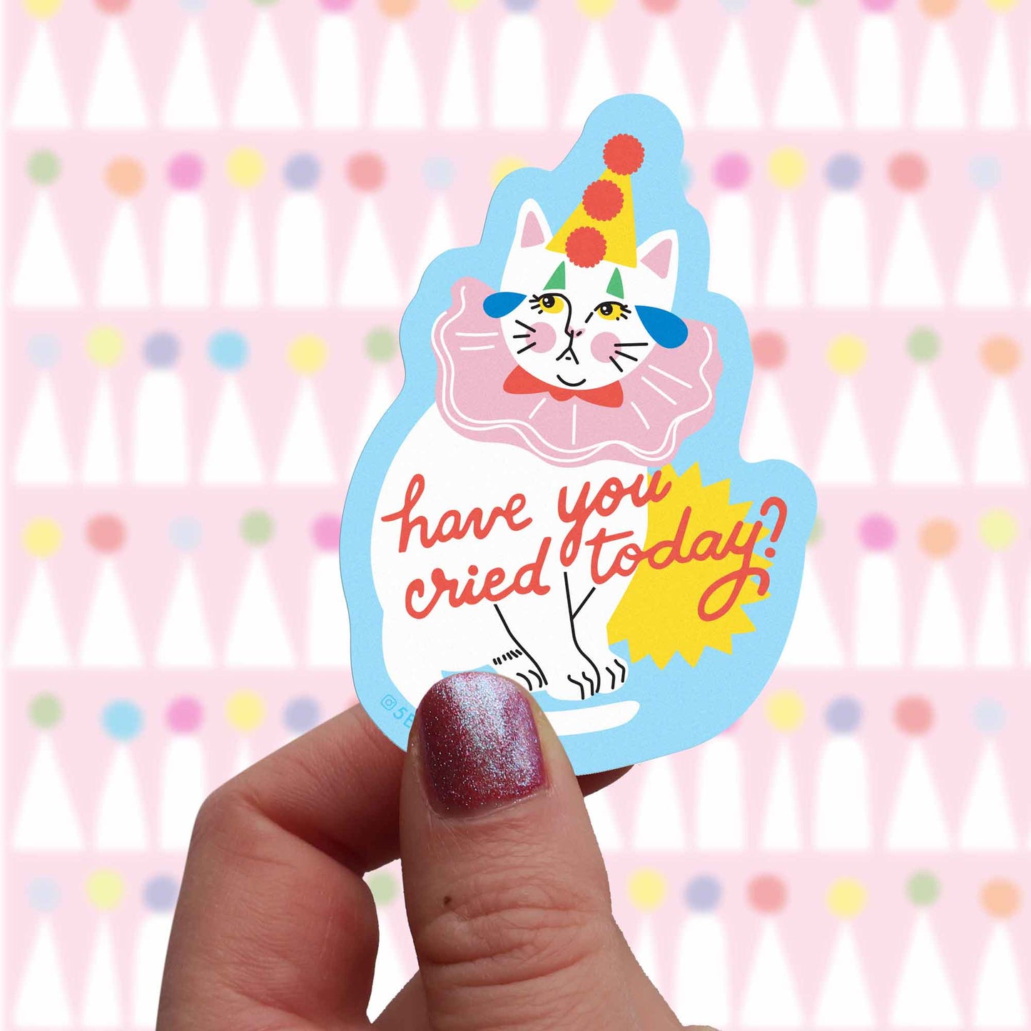 Crying Clown Cat Vinyl Sticker