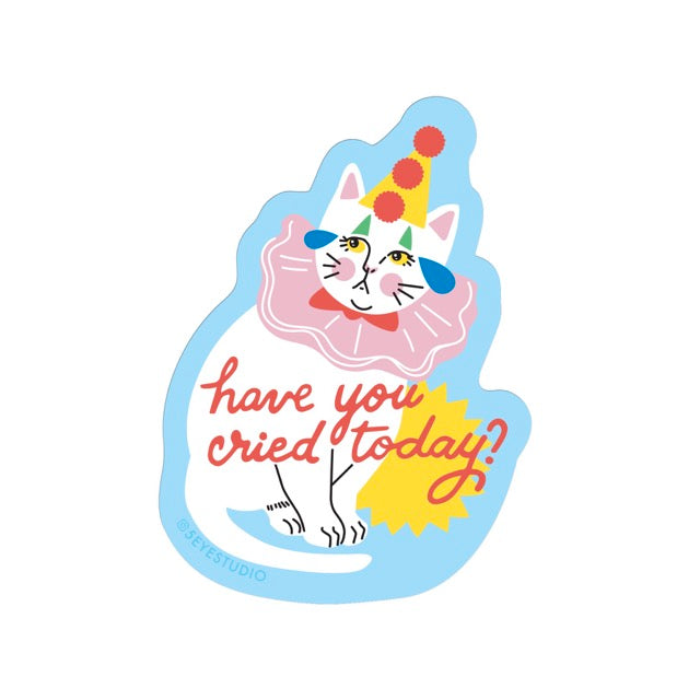 Crying Clown Cat Vinyl Sticker