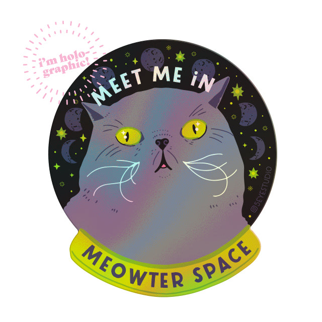 Meowter Space Holographic Vinyl Sticker