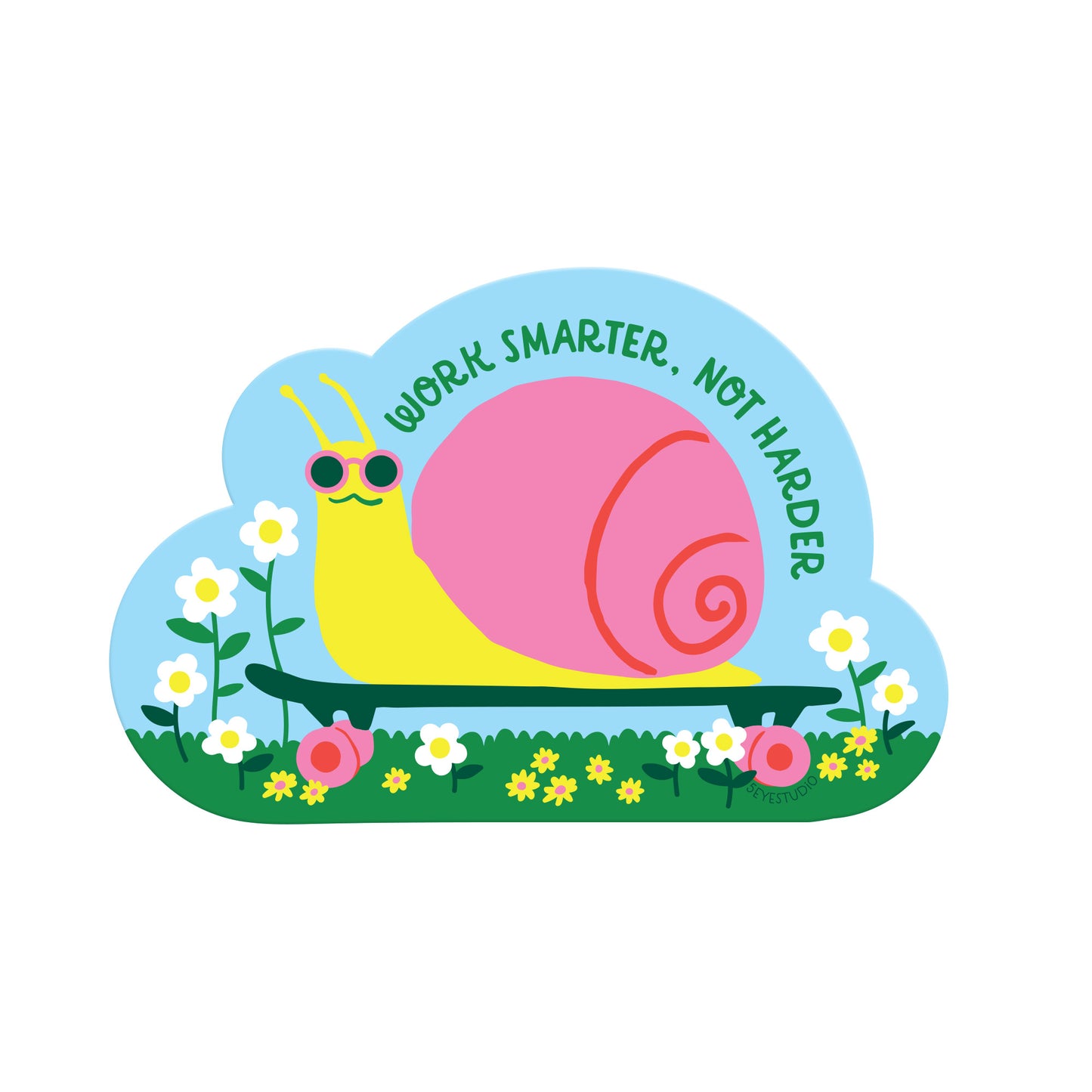 Skateboarding Snail Vinyl Sticker