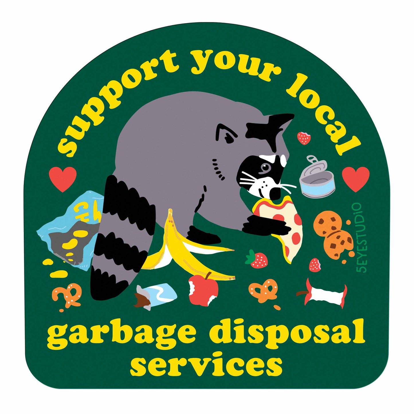 Garbage Disposal Raccoon Vinyl Sticker