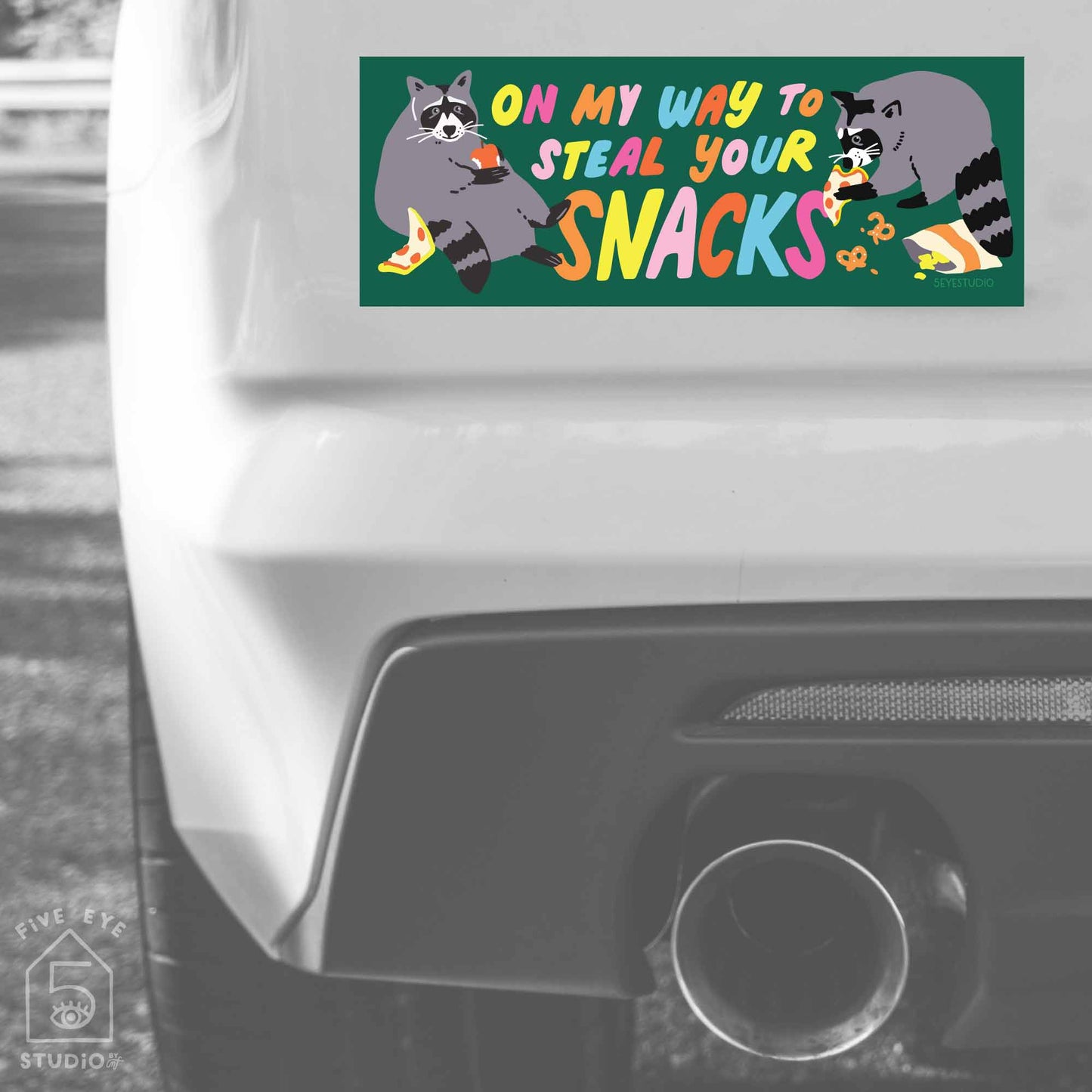 Snacks Raccoons Bumper Sticker