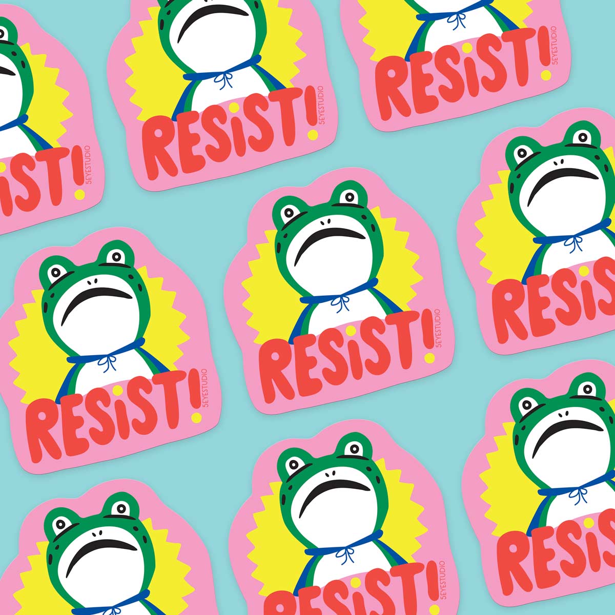 RESIST! Frog Vinyl Sticker