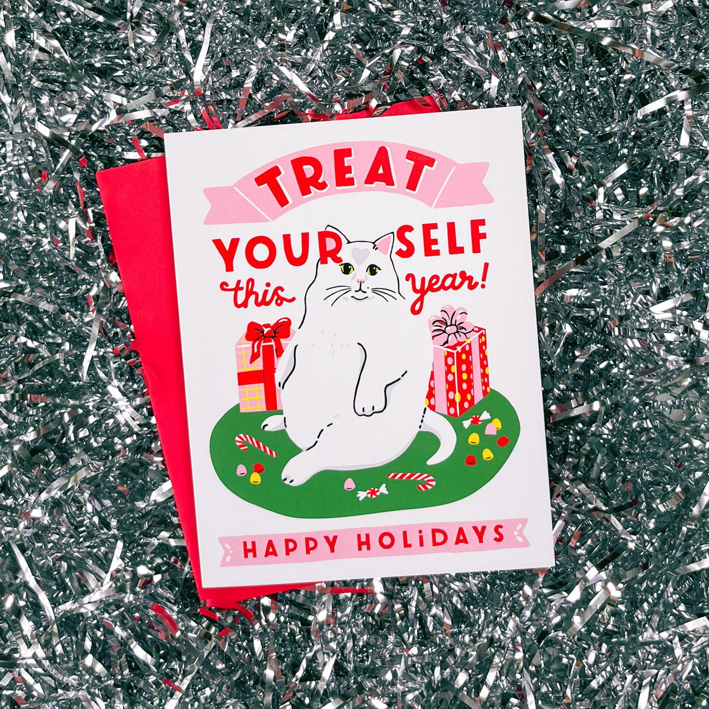 Treat Yourself Holiday Cat A2 Card