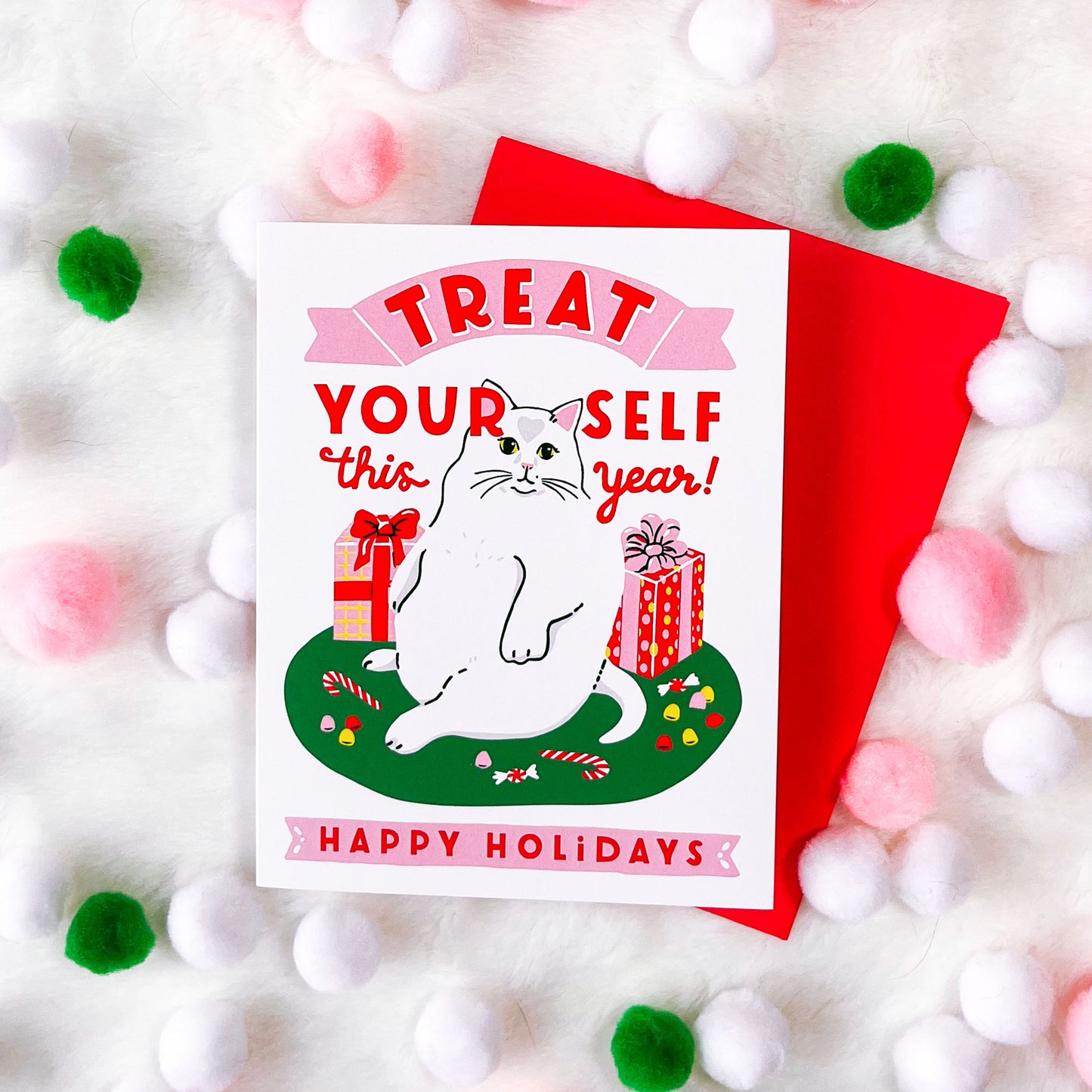 Treat Yourself Holiday Cat A2 Card