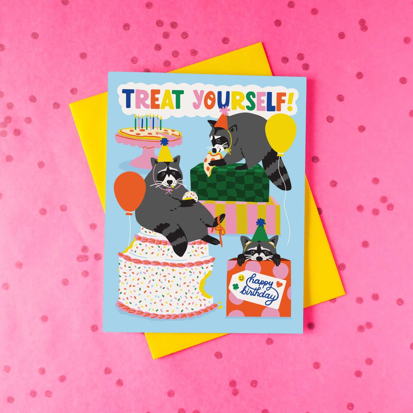 Party Raccoons A2 Greeting Card