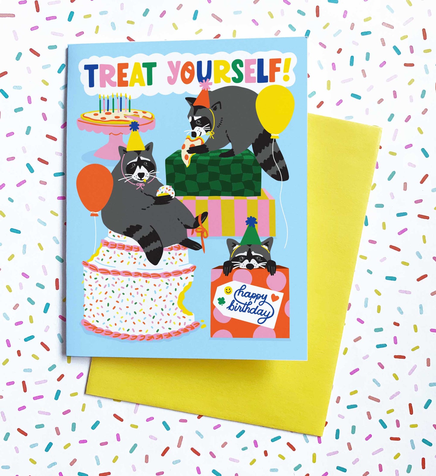 Party Raccoons A2 Greeting Card