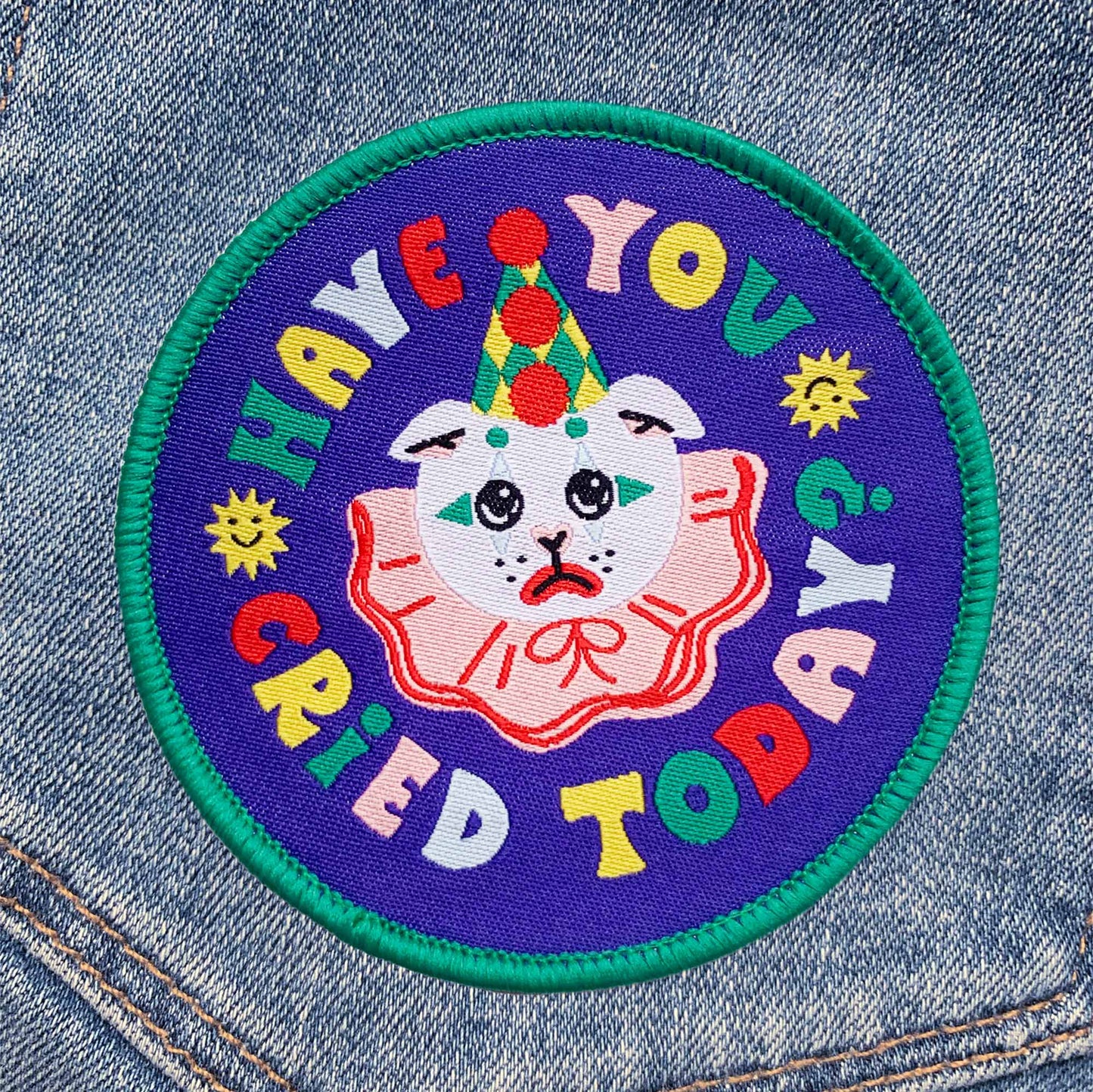 Clown Cat Iron-On Patch, Sew-On Patch